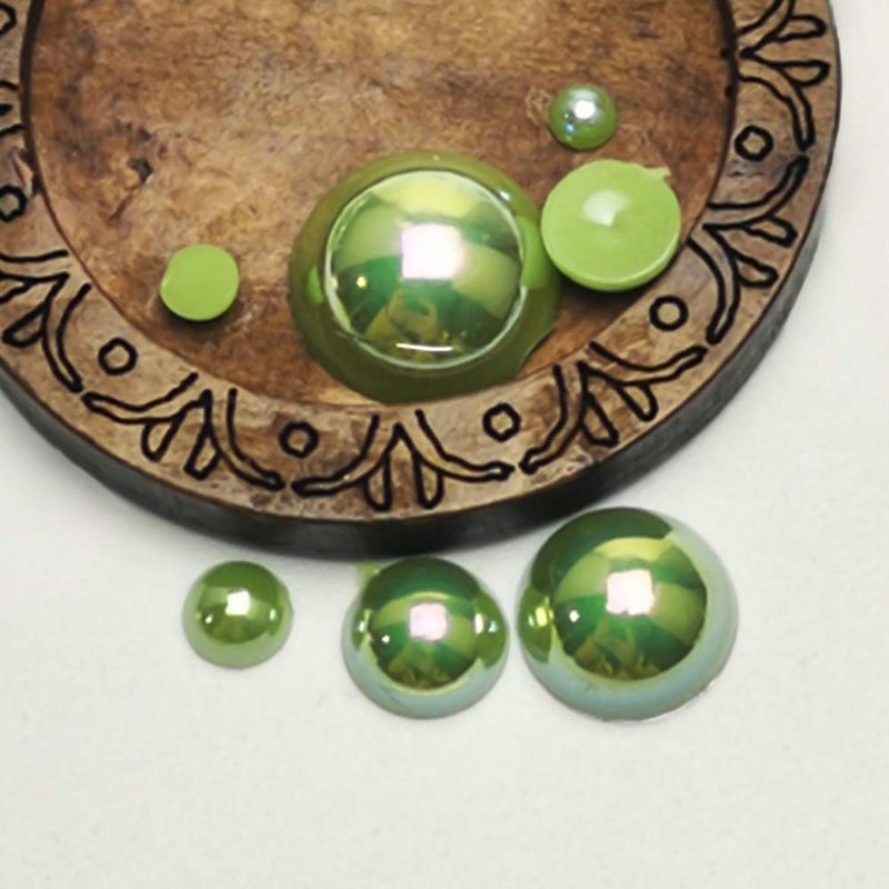 Chenkou Craft 3000PCS 1 Box Green Round Flatback Imitation Half Pearls Bead Loose Beads Gem (Green Half Ball) - Image 2